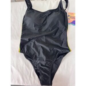 Emme Jordan One Piece Swimsuit Neon Trim Black Bathing Suit‎ Size S